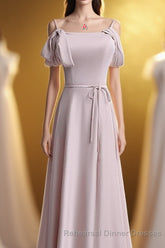 Off the shoulder Light Pink Bridesmaid Dress